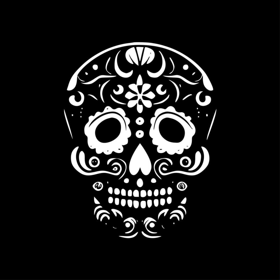 Sugar Skull - Black and White Isolated Icon - Vector illustration