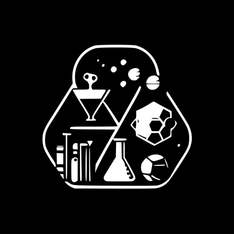Ciencias - negro y blanco aislado icono - vector ilustración