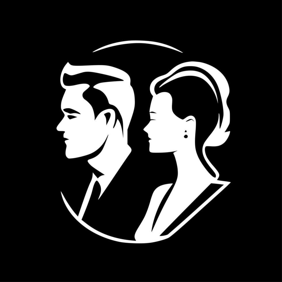 parejas, negro y blanco vector ilustración