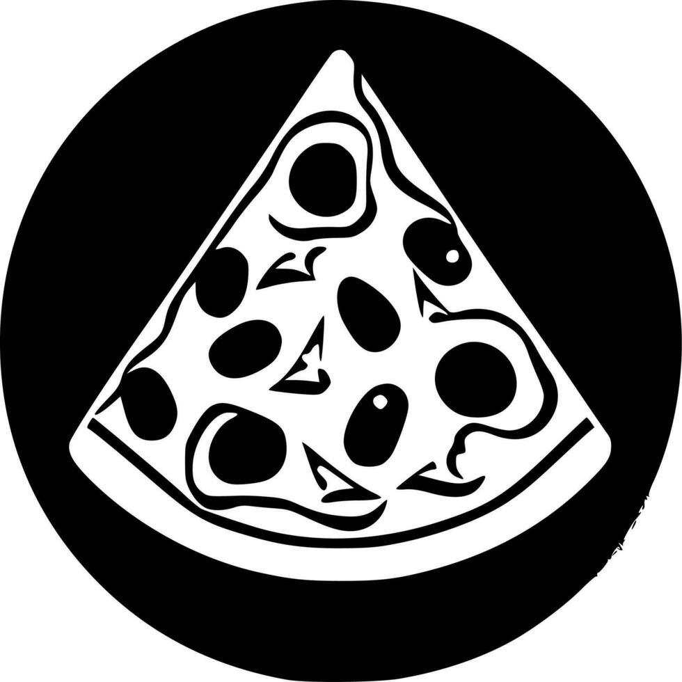 Pizza - negro y blanco aislado icono - vector ilustración