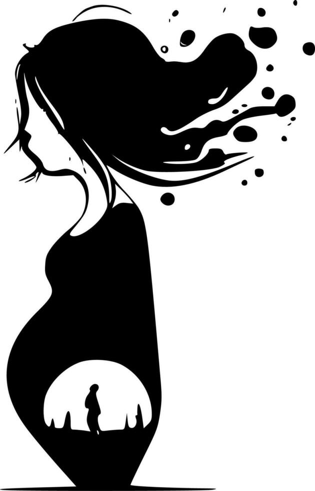 Pregnancy, Black and White Vector illustration