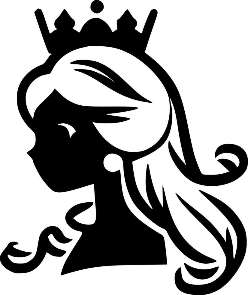 princesa - negro y blanco aislado icono - vector ilustración