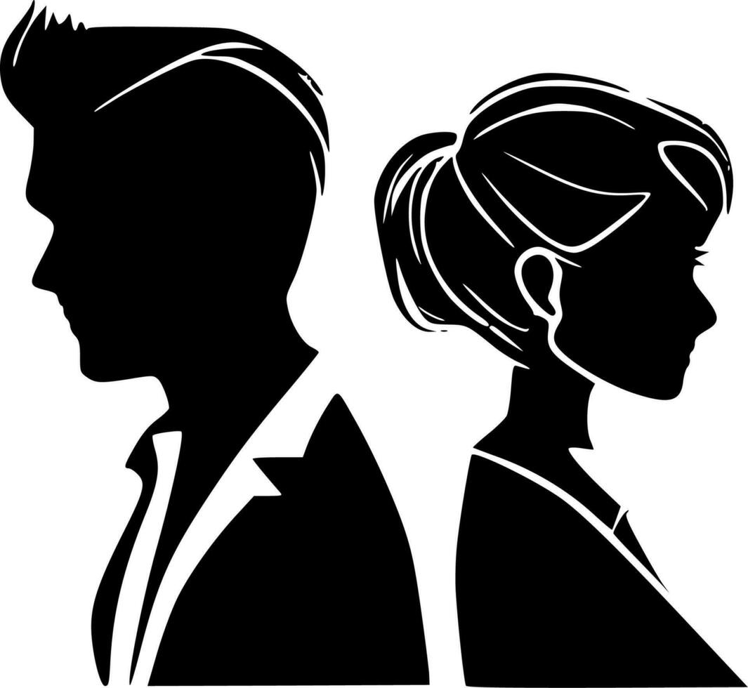 Couples - Black and White Isolated Icon - Vector illustration