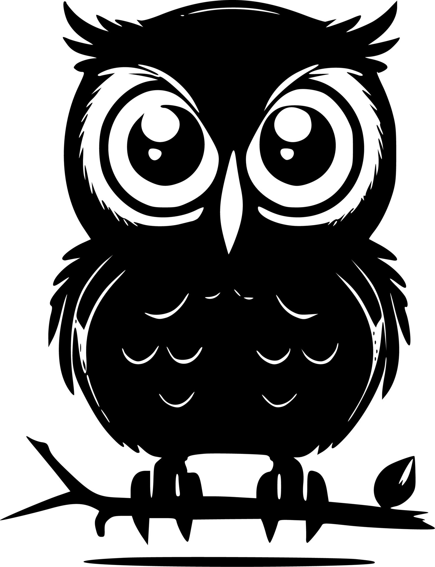 Owl, Black and White Vector illustration 23855387 Vector Art at Vecteezy