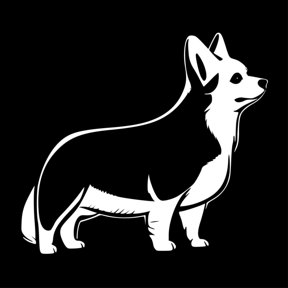 corgi - negro y blanco aislado icono - vector ilustración