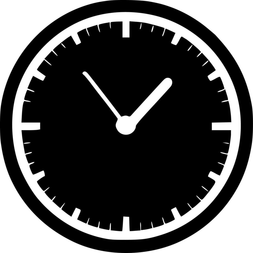 Clock Face, Black and White Vector illustration