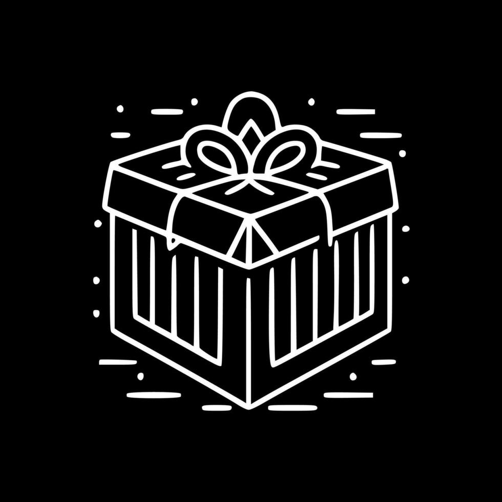 Present - Black and White Isolated Icon - Vector illustration