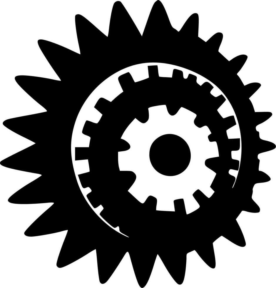 Gear, Black and White Vector illustration