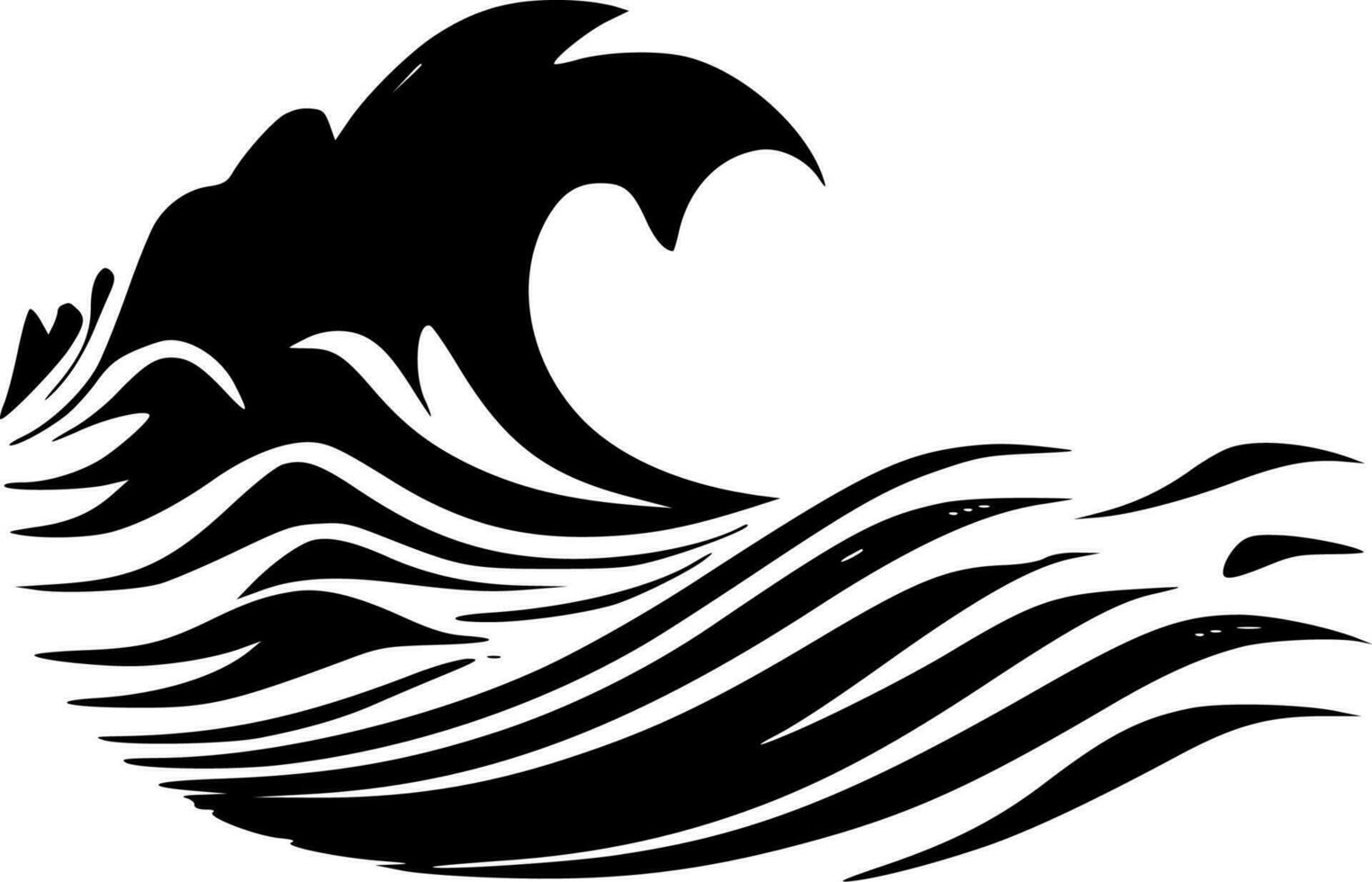 Waves - Black and White Isolated Icon - Vector illustration