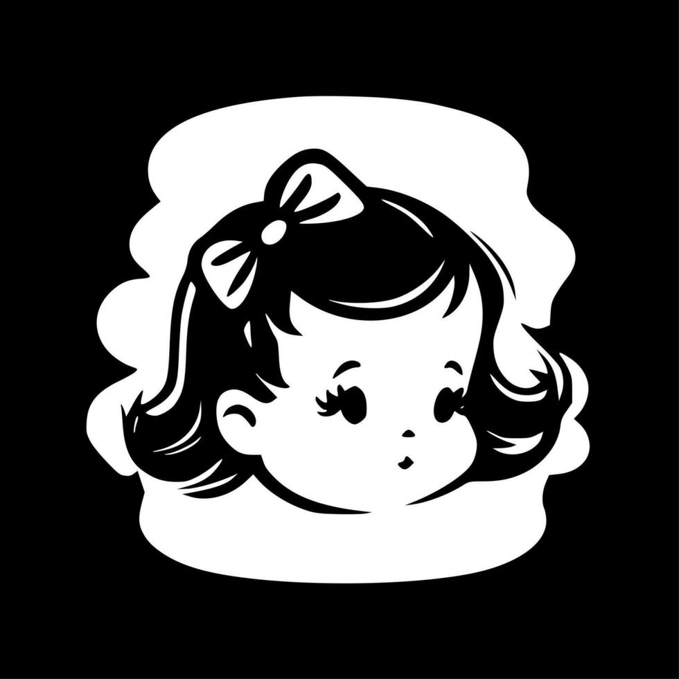 Baby Girl, Black and White Vector illustration