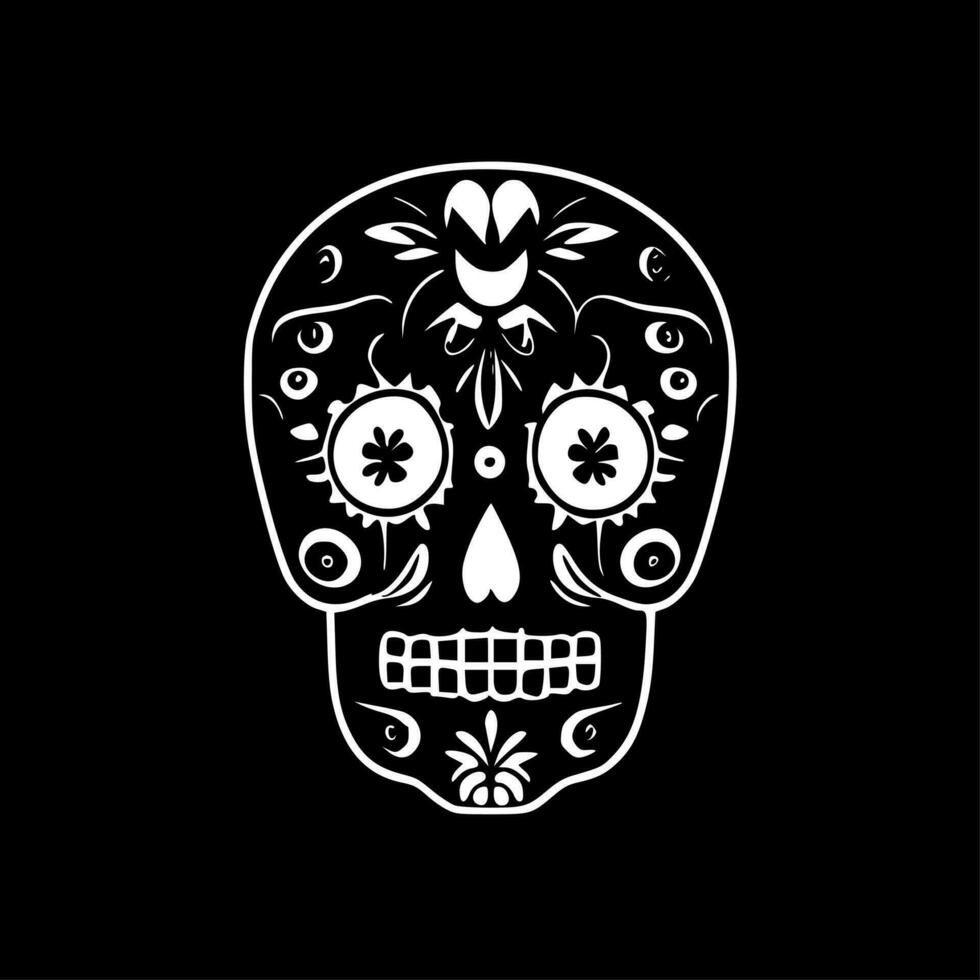 Sugar Skull - Black and White Isolated Icon - Vector illustration