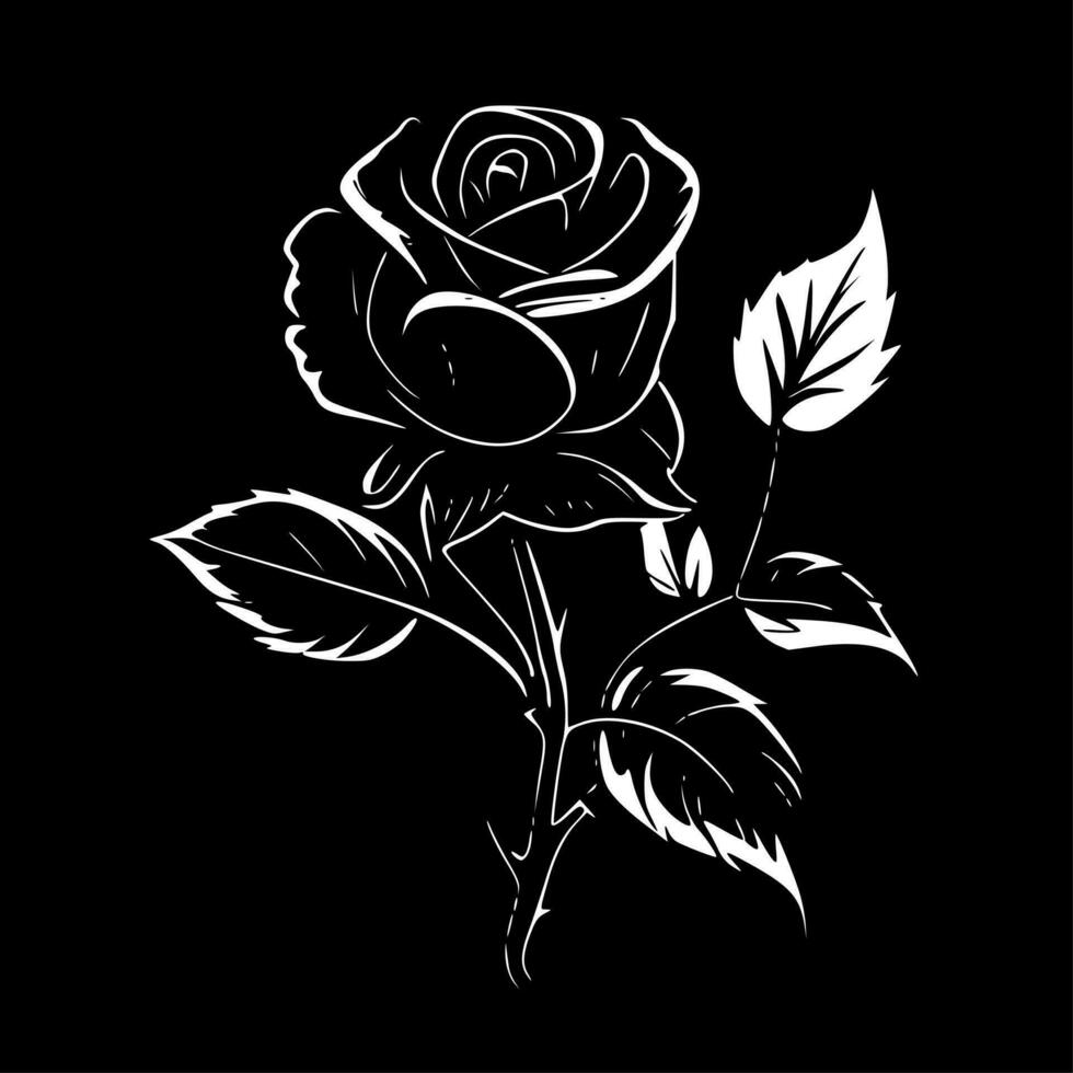 Rosa - negro y blanco aislado icono - vector ilustración