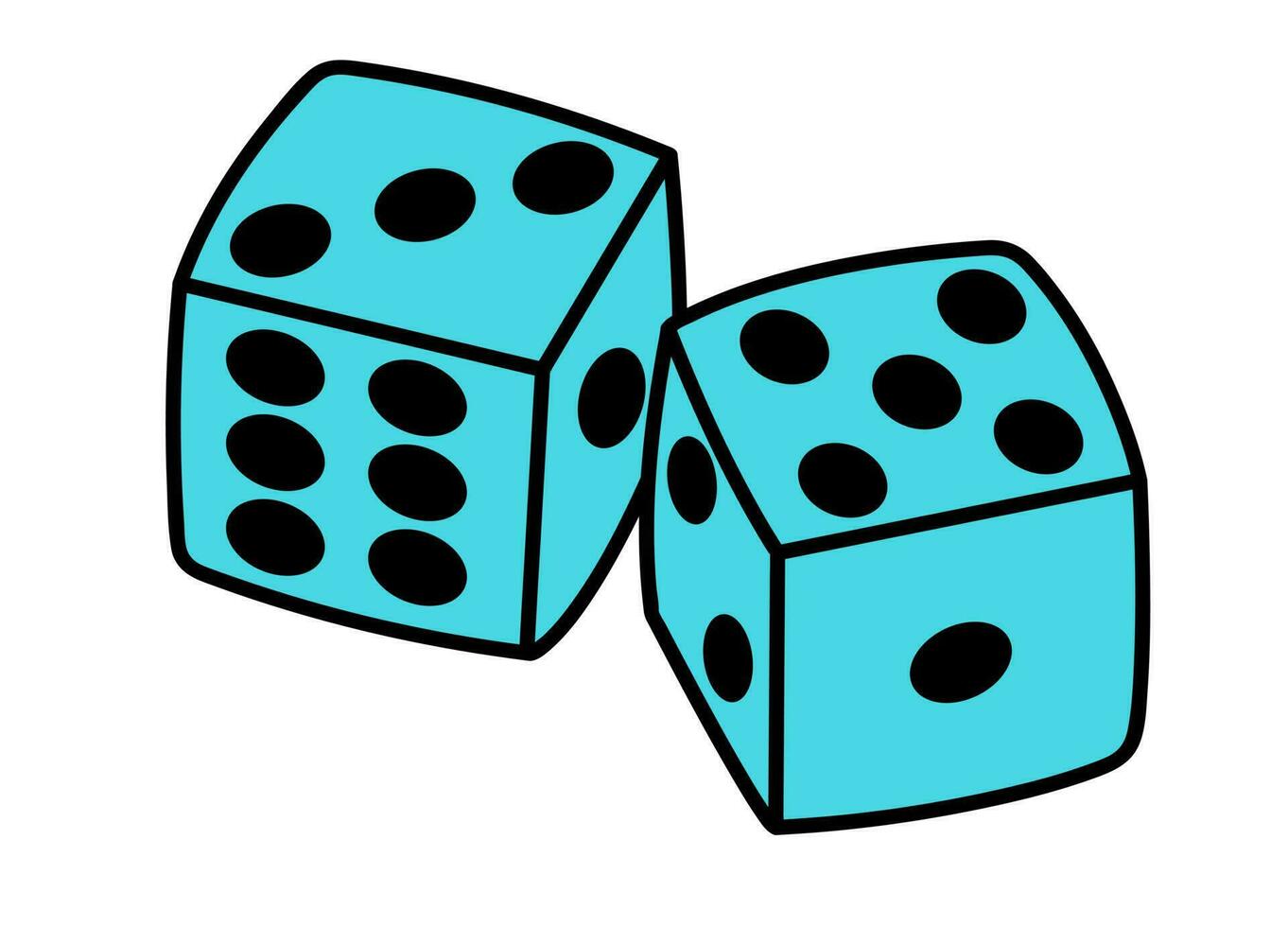 Two dice doodle icon. Gambling symbol. Playing cube chips. vector