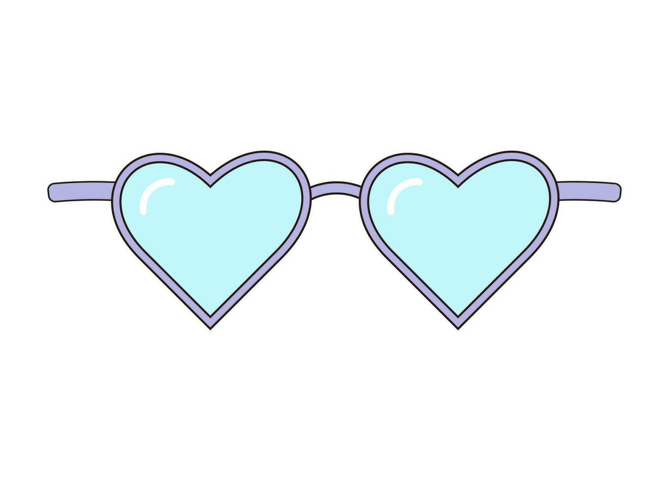 Heart shaped sunglasses. Groovy retro fashion style. Vector illustration isolated on white background.