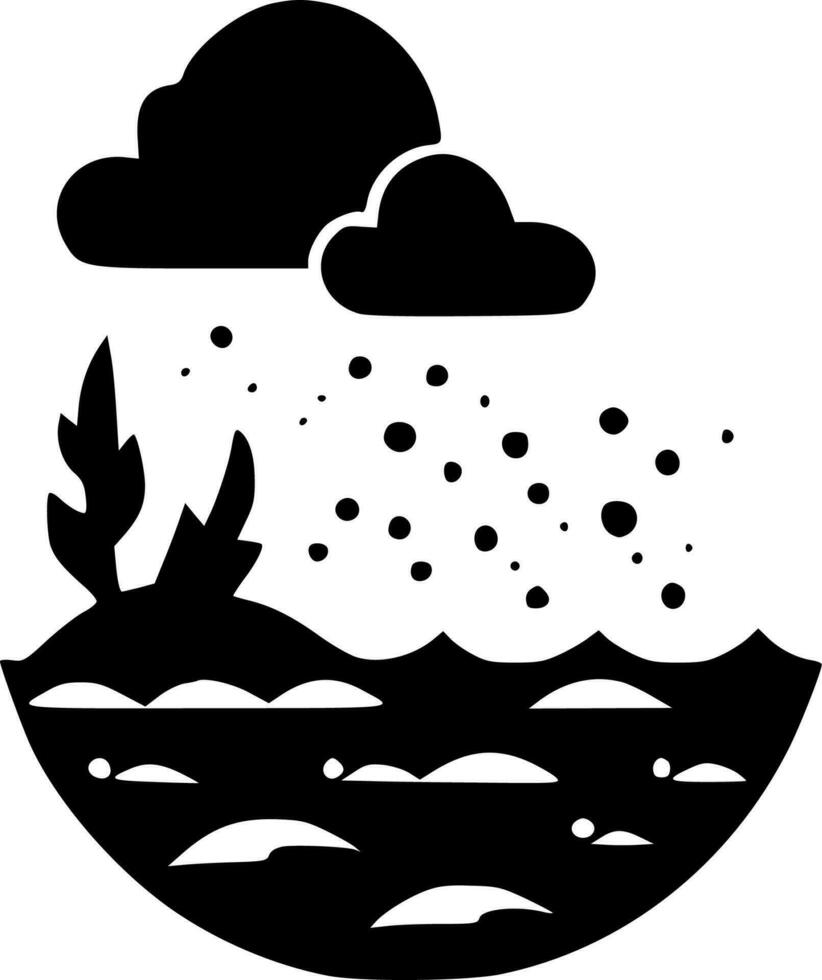 Sea, Black and White Vector illustration