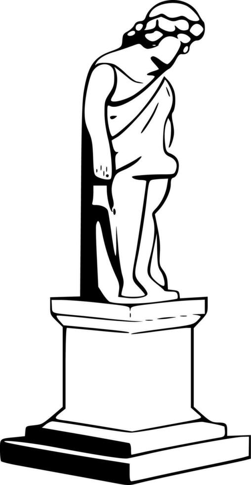 estatua - negro y blanco aislado icono - vector ilustración