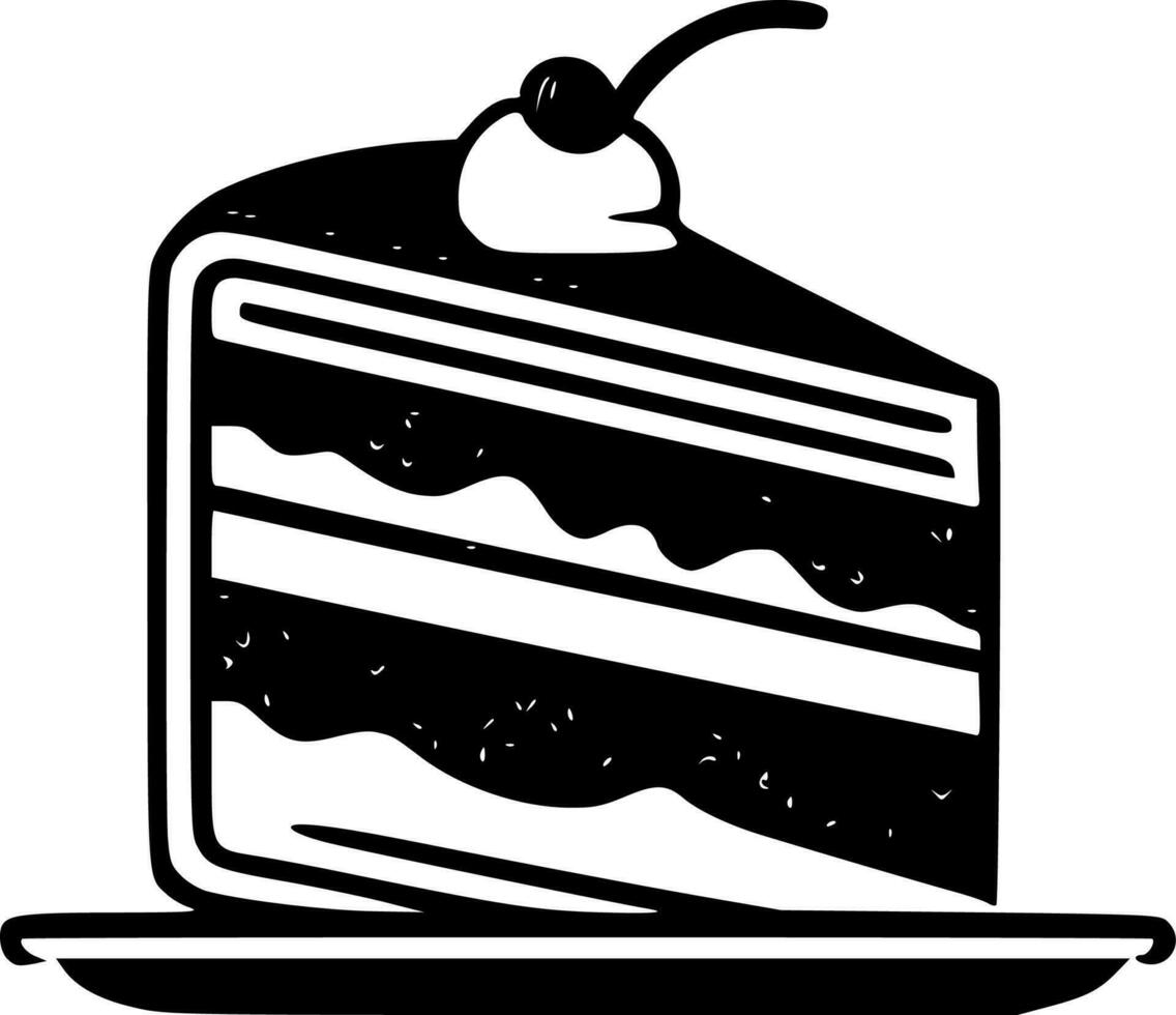 Cake, Black and White Vector illustration