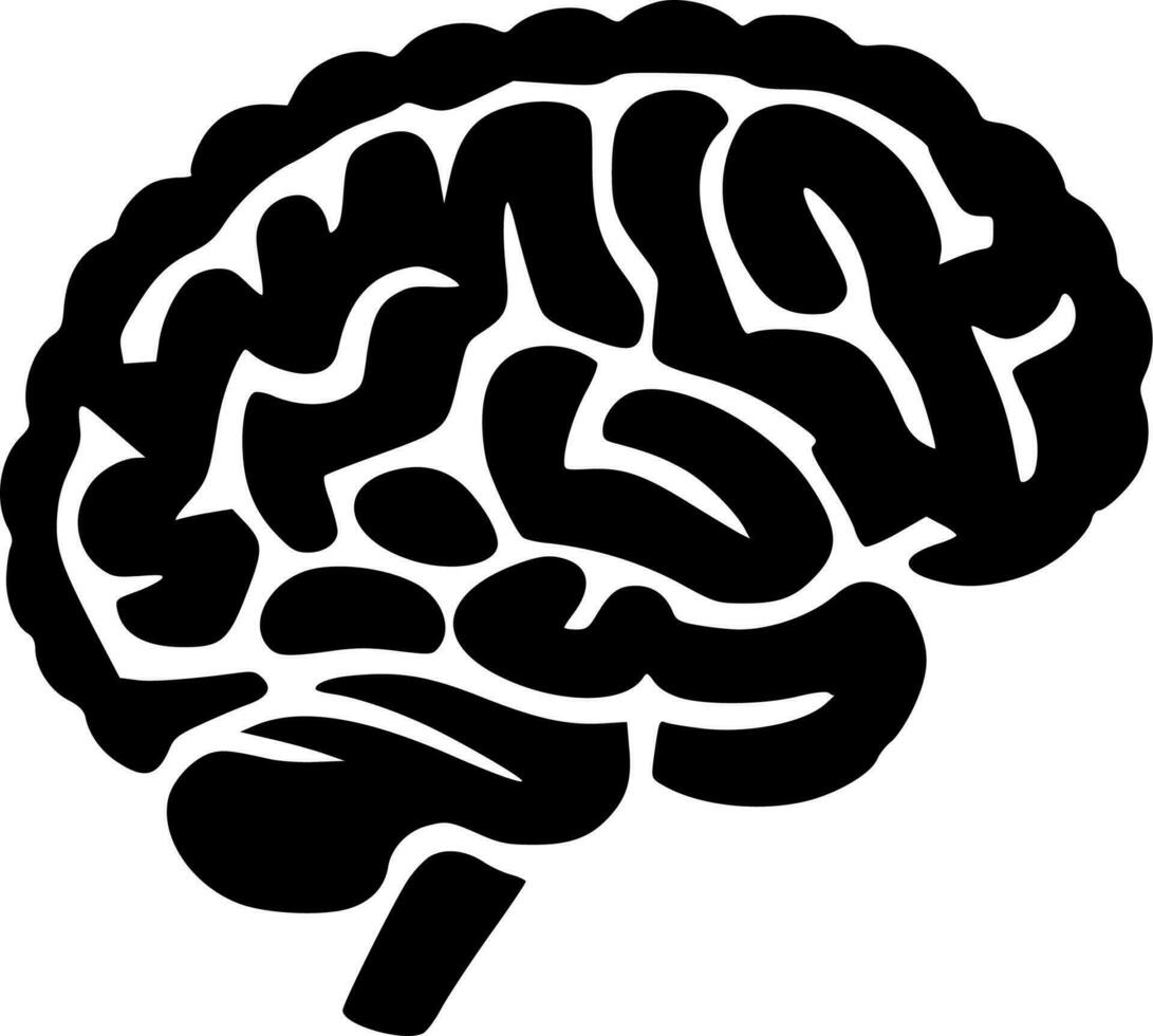 cerebro - negro y blanco aislado icono - vector ilustración