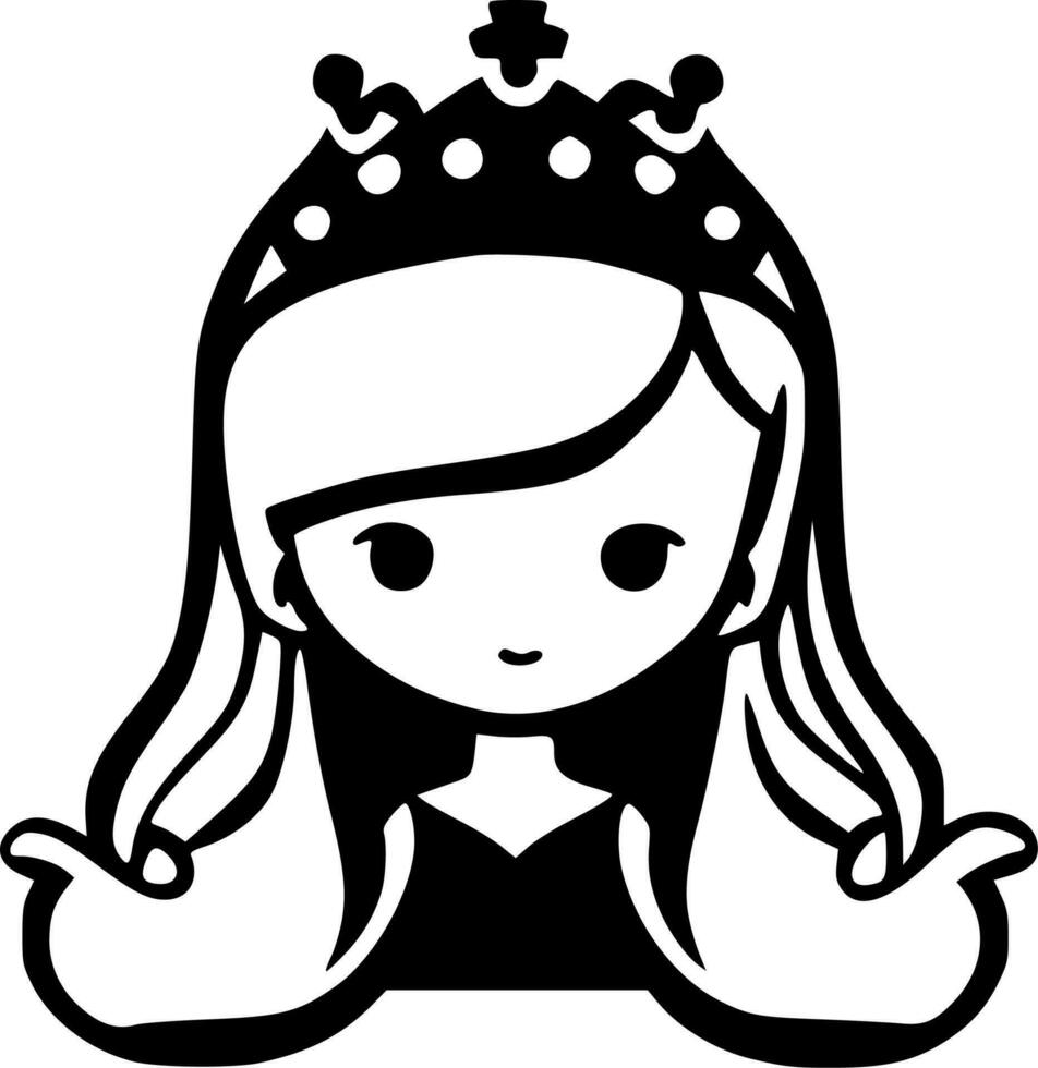 Princess - Black and White Isolated Icon - Vector illustration