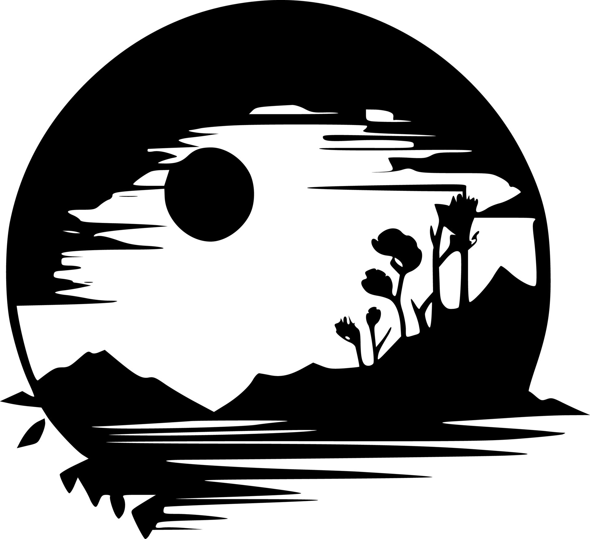 Sunset - Black and White Isolated Icon - Vector illustration 23855731