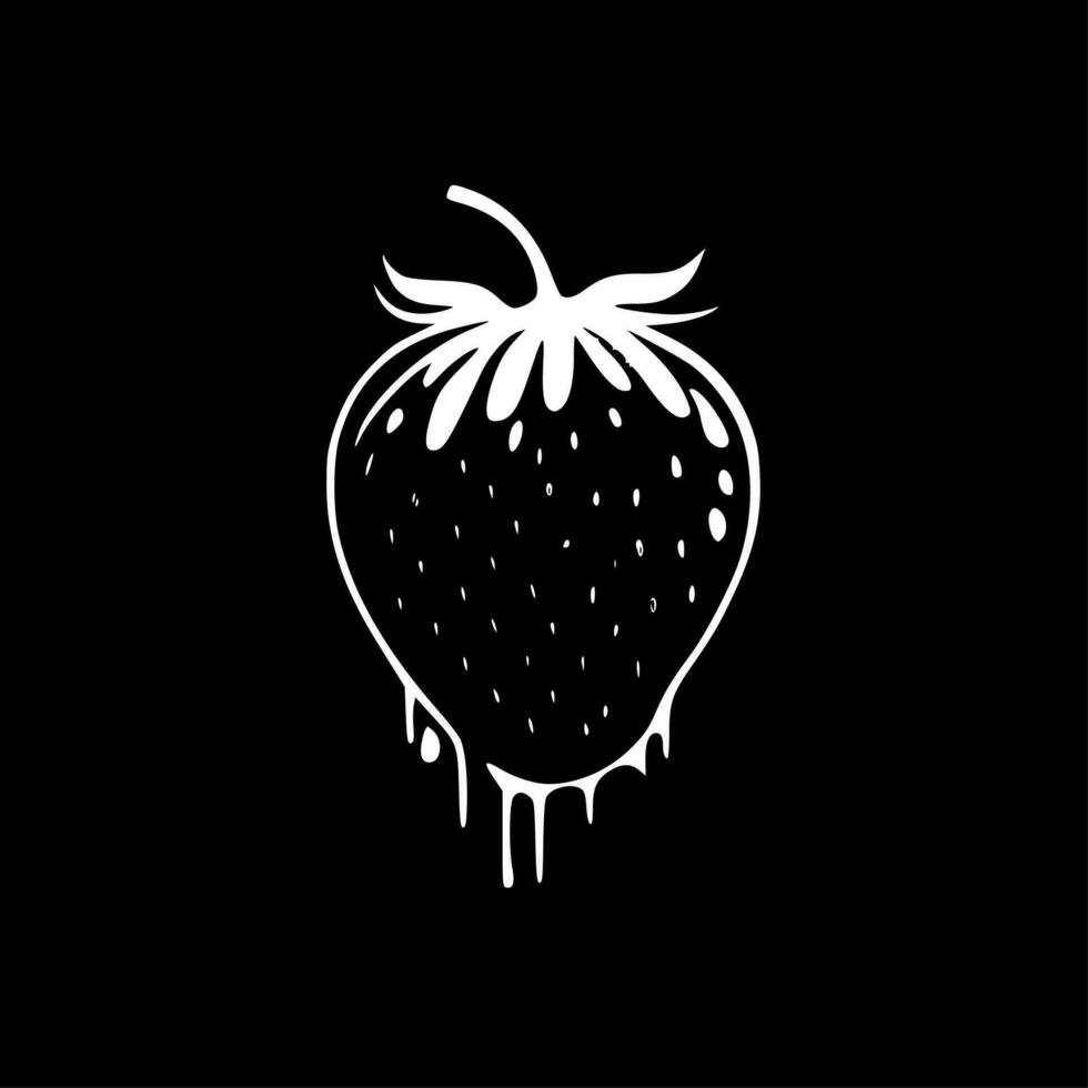 Strawberry, Black and White Vector illustration