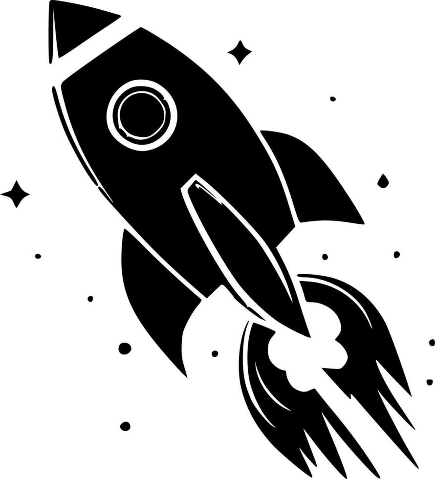 Rocket, Black and White Vector illustration