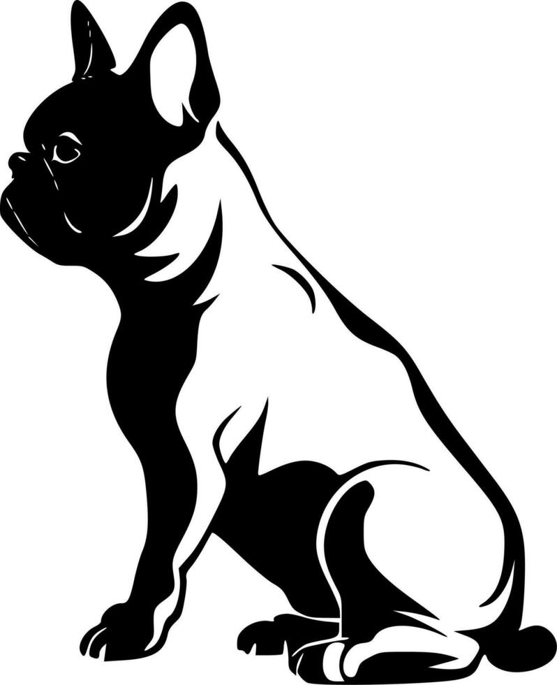French Bulldog, Black and White Vector illustration