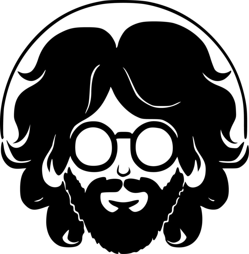 hippie, negro y blanco vector ilustración