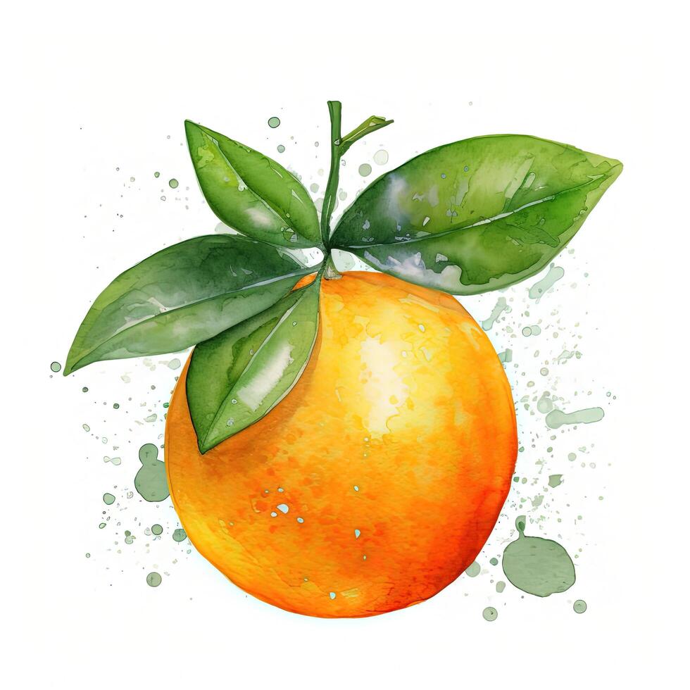 Fresh watercolor orange fruit. Illustration photo