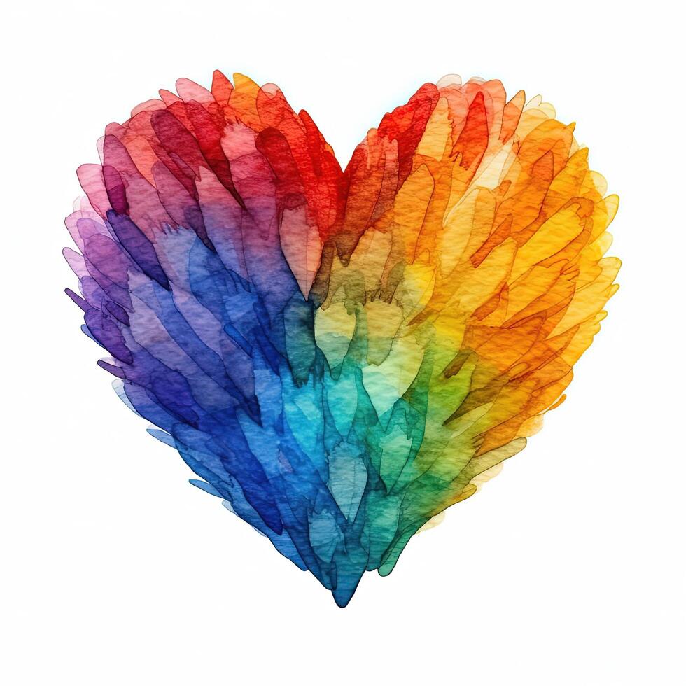 Rainbow watercolor heart isolated. Illustration photo