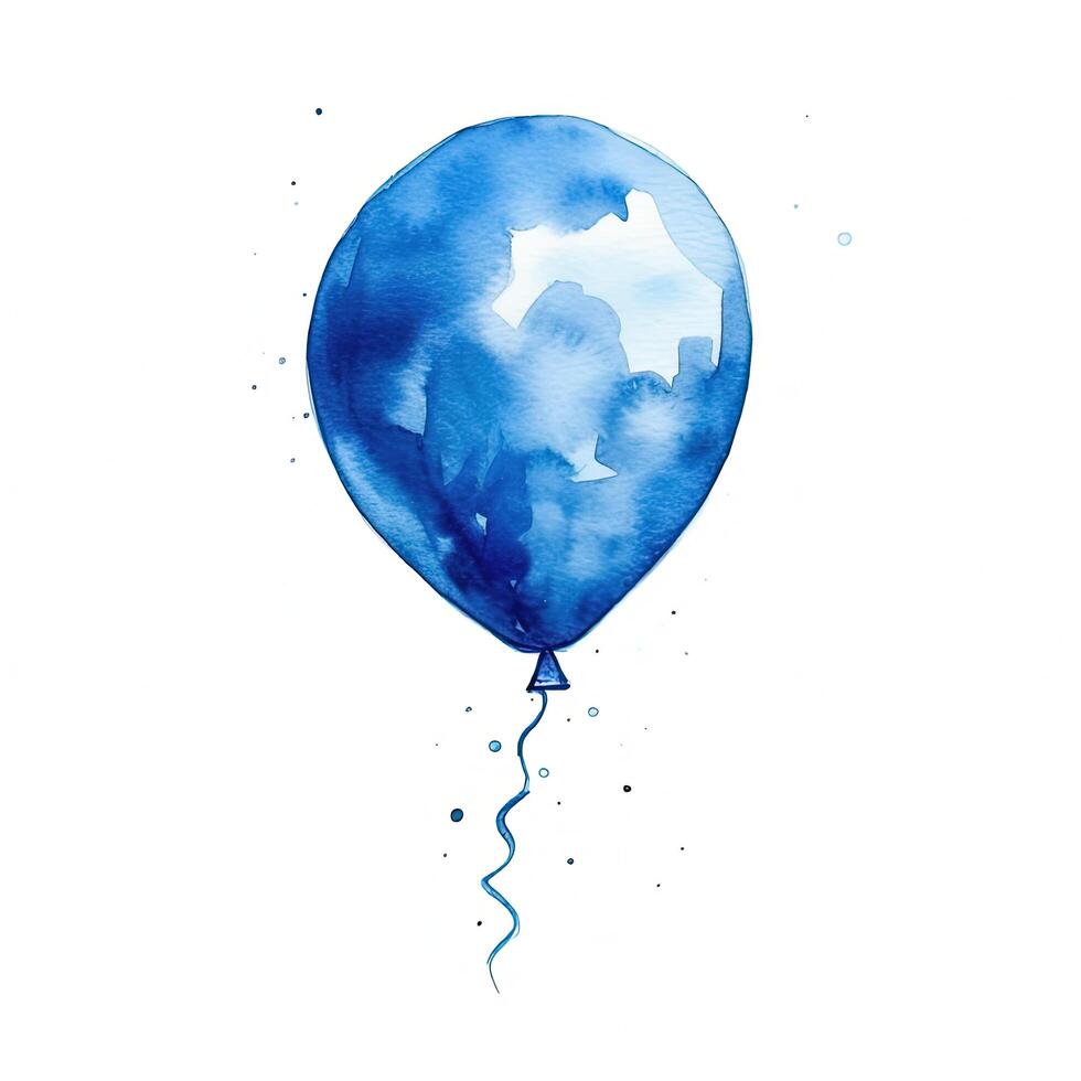 Blue watercolor balloon isolated. Illustration photo