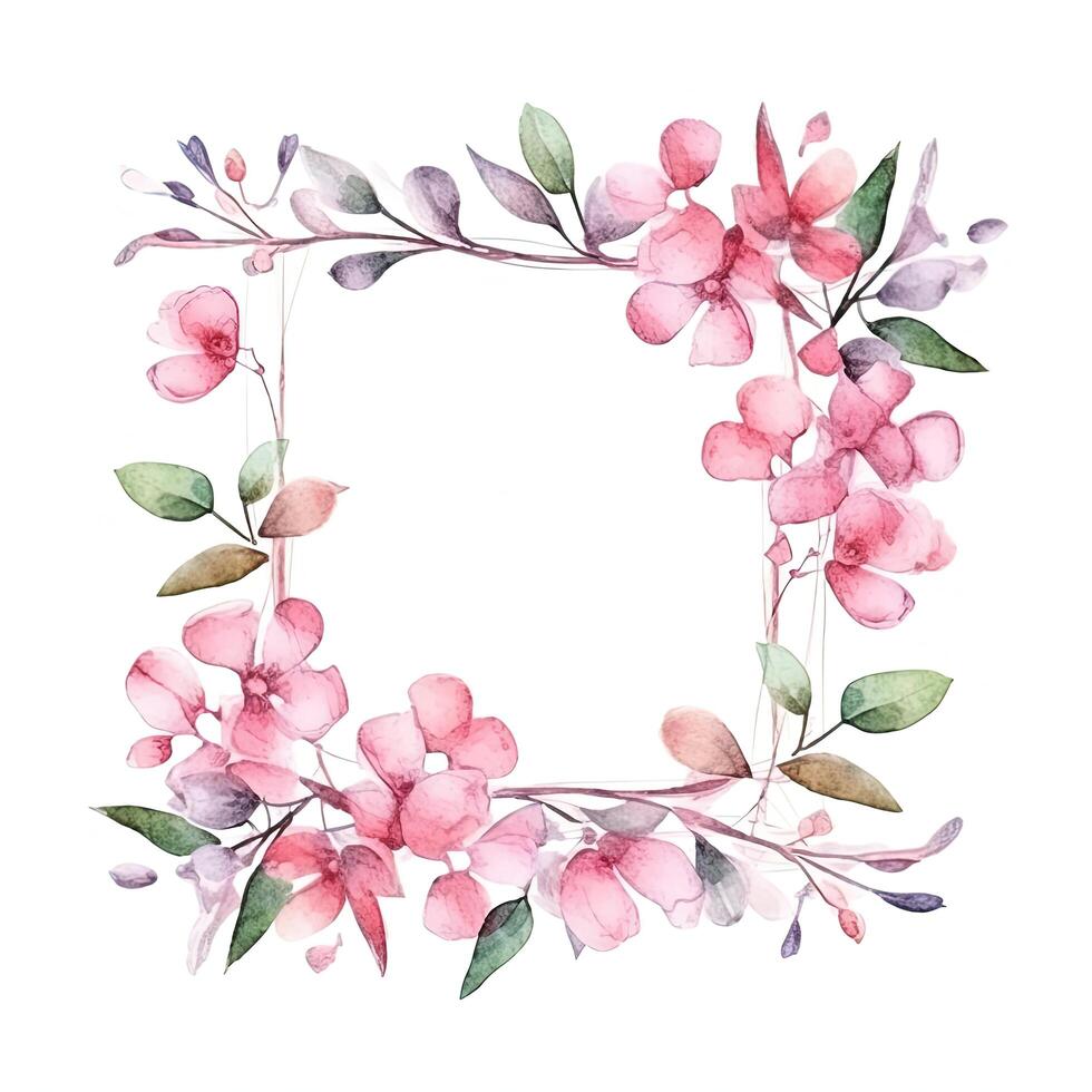 Watercolor floral wreath. Illustration photo