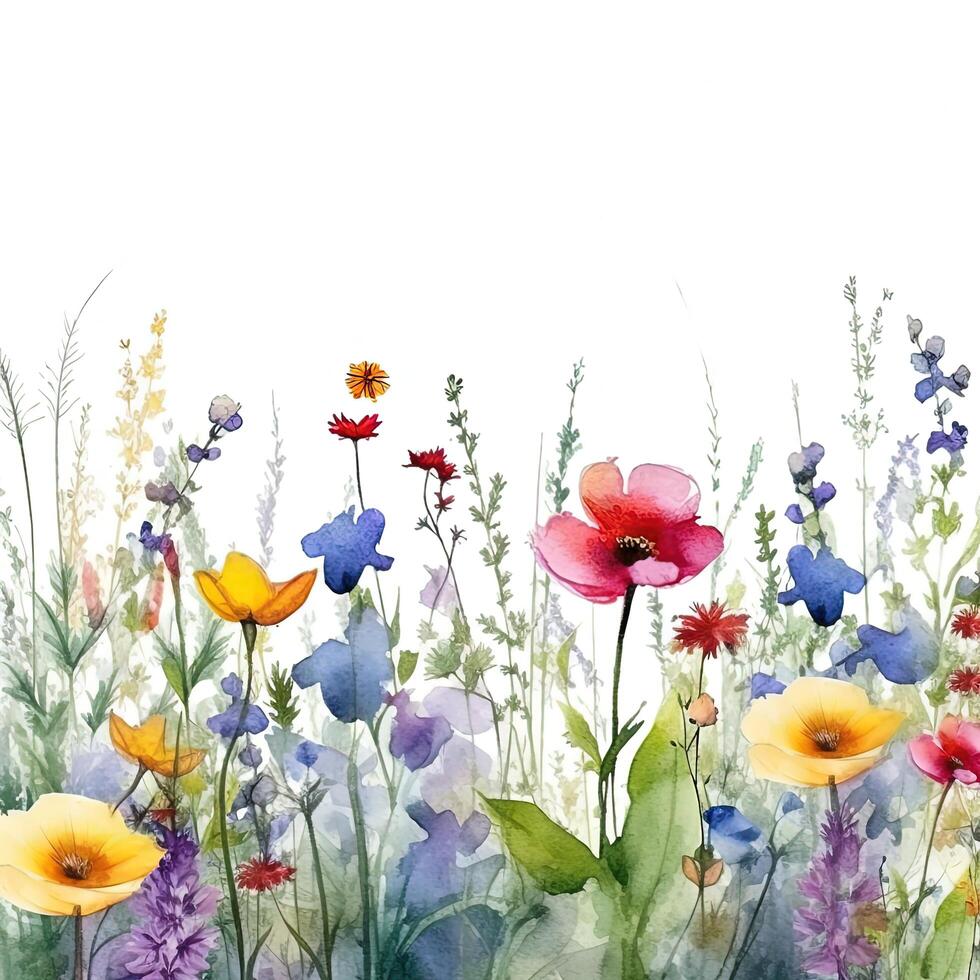 Watercolor Flower border. Illustration photo