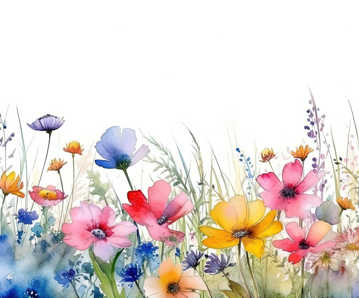 Watercolor Flower border. Illustration photo