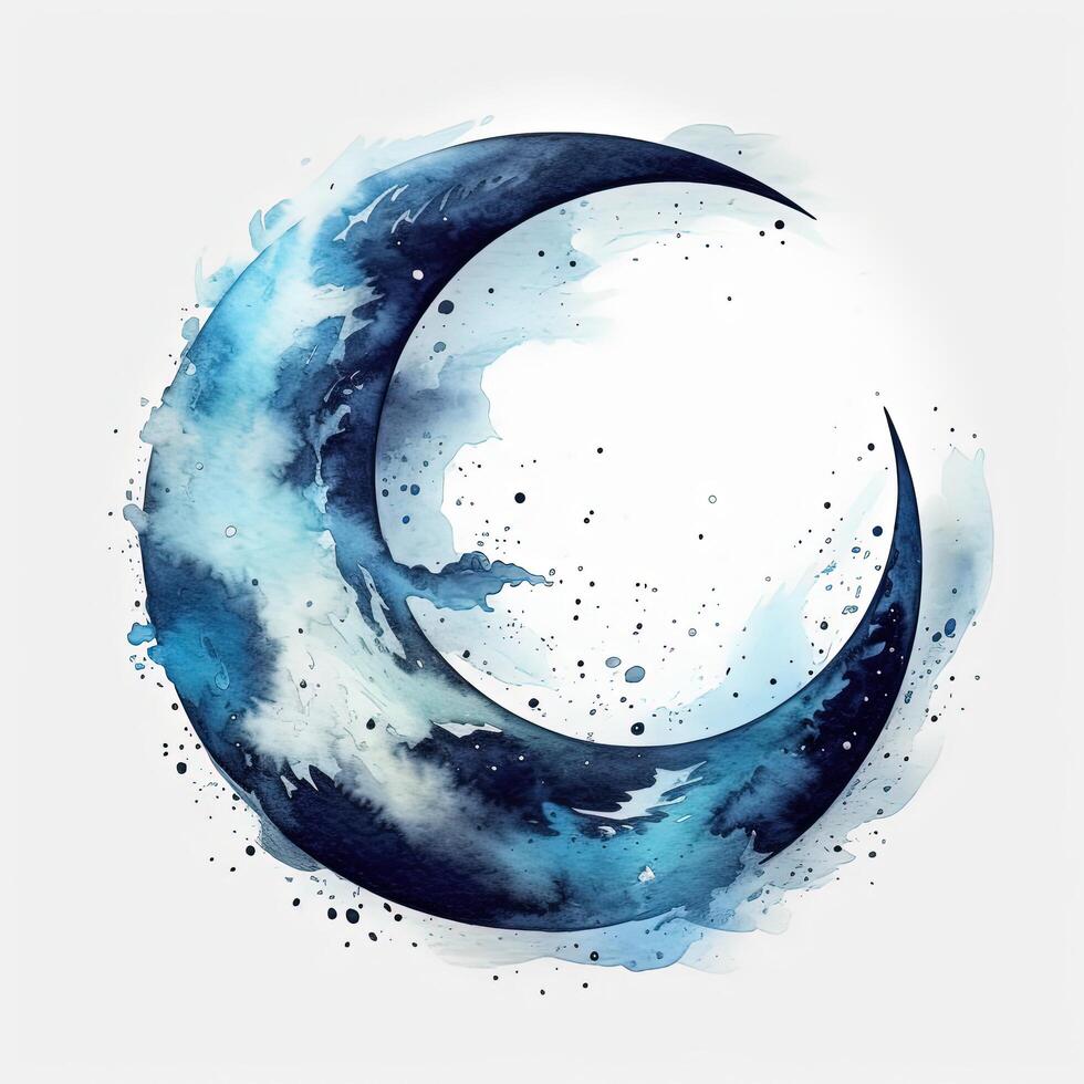 Watercolor moon. Illustration photo