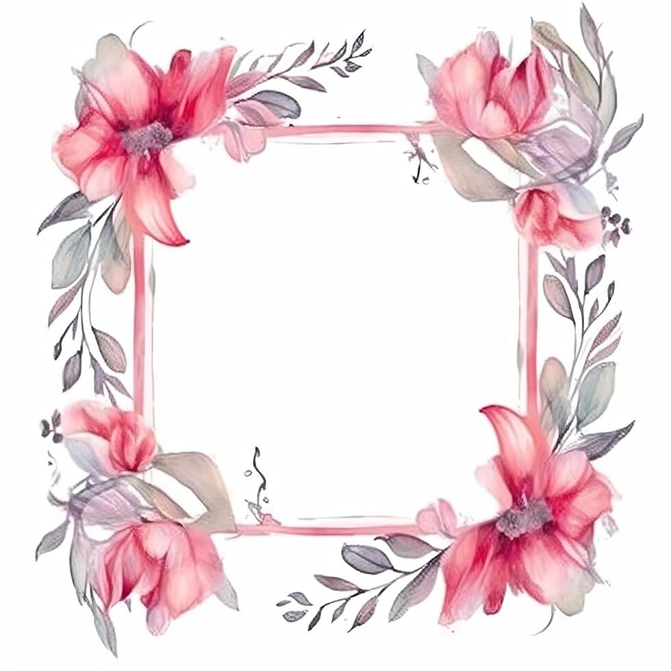 Watercolor floral wreath. Illustration photo
