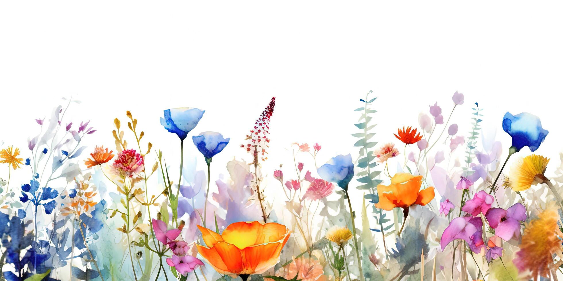 Watercolor Flower border. Illustration photo