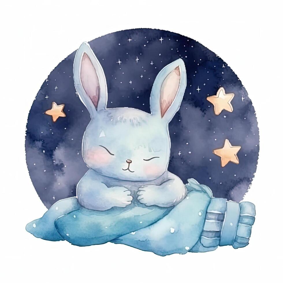 Cute watercolor good night. Illustration photo