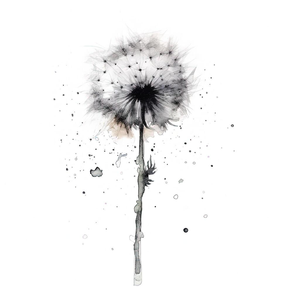 Watercolor dandelion flower. Illustration photo