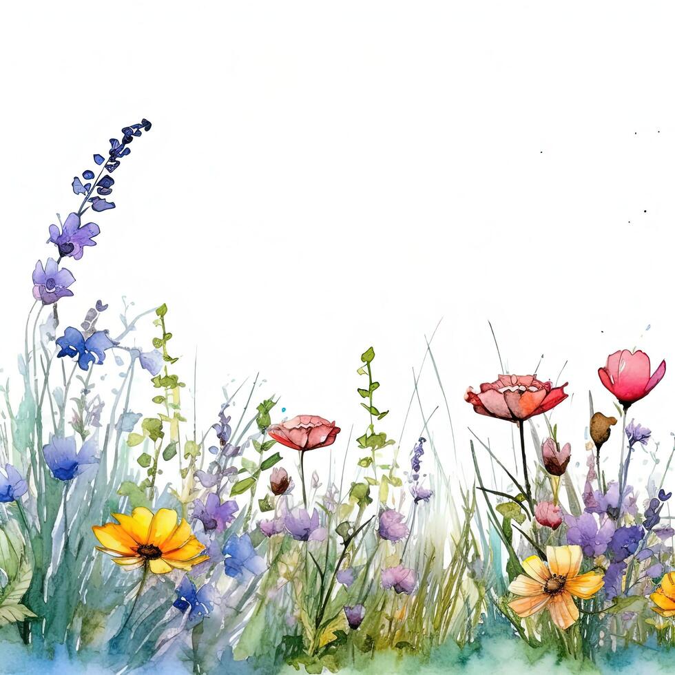 Watercolor Flower border. Illustration photo