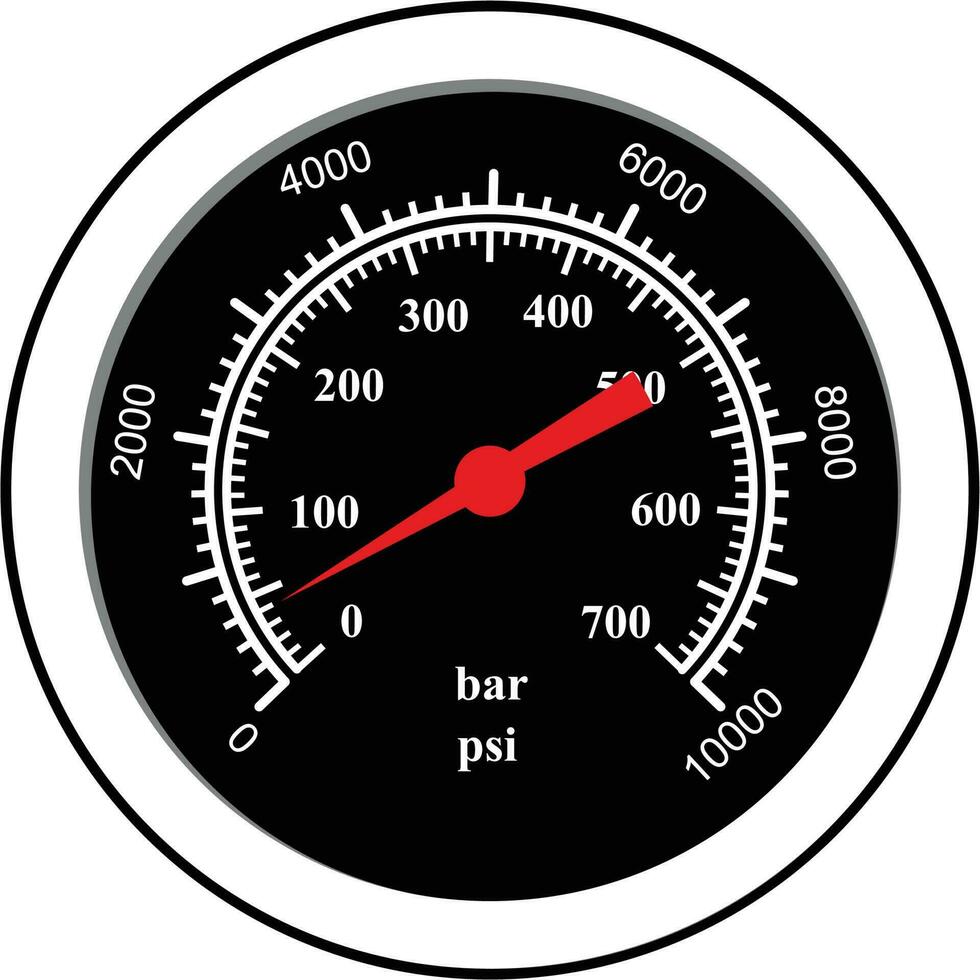 Compound Pressure Gauge with Bar and PSI meter liquid filled vector illustration