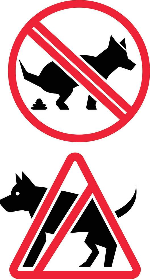 No dog pooping in the area or dogs prohibited  sign vector illustration