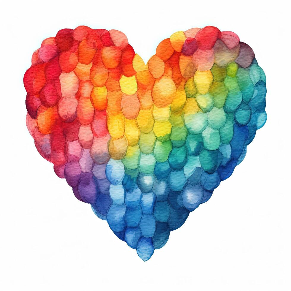 Rainbow watercolor heart isolated. Illustration photo