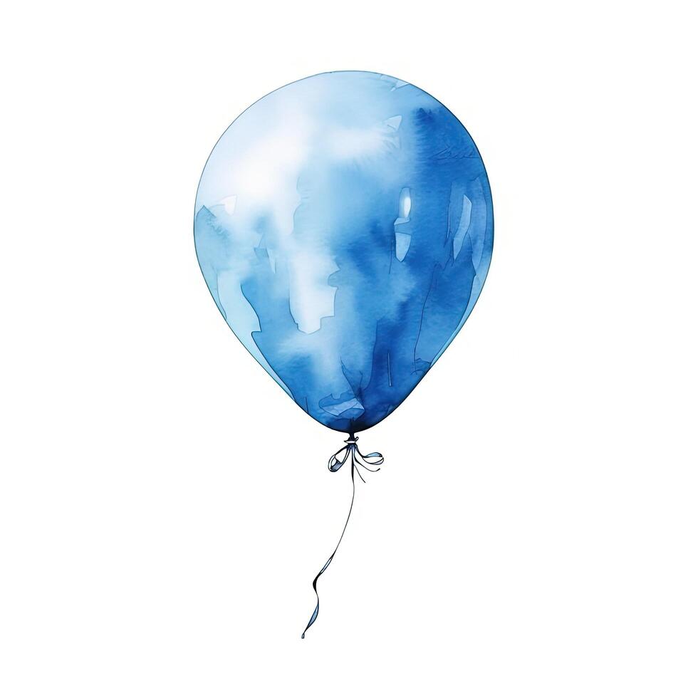 Blue watercolor balloon isolated. Illustration photo