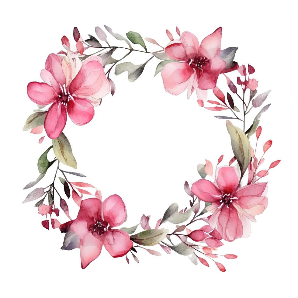 Watercolor floral wreath. Illustration photo