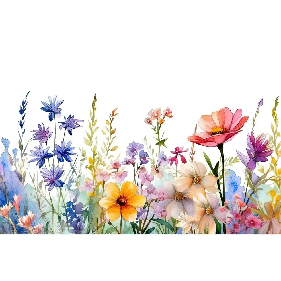 Watercolor Flower border. Illustration photo
