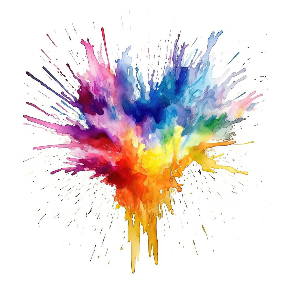 Rainbow watercolor splash. Illustration photo