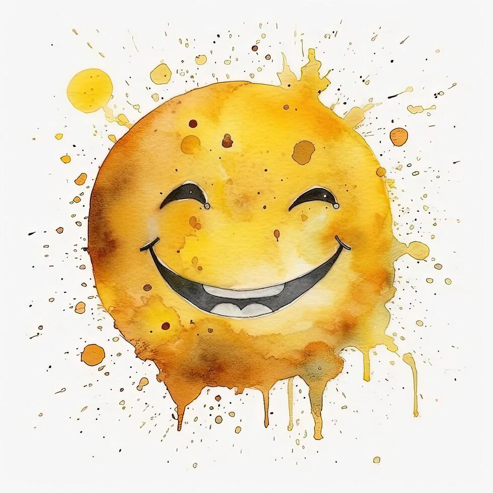 Watercolor yellow smile. Illustration photo