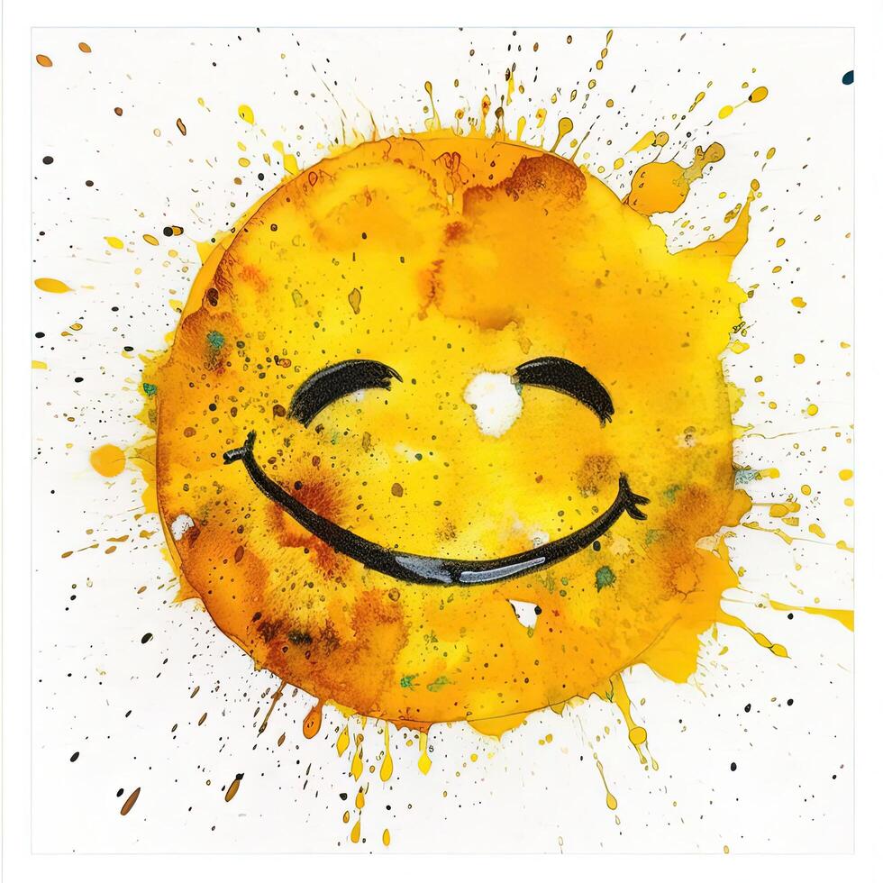 Watercolor yellow smile. Illustration photo