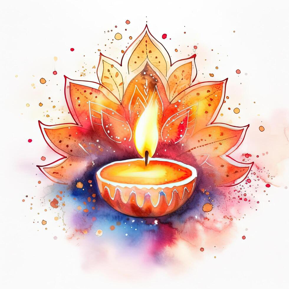 Diwali lights watercolor. Illustration photo